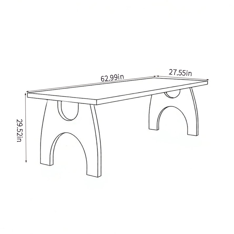 Retro Solid Wood Dining Table, 29.52"H x 62.99"L x 27.55"W