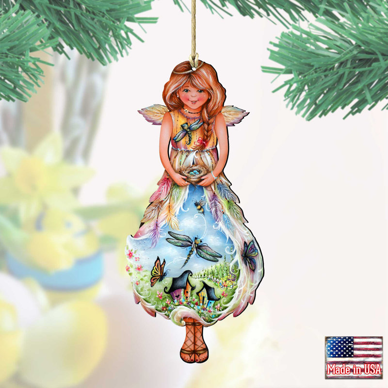 5'' Handmade Solid Colour Wood Shatterproof Hanging Figurine Ornament