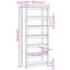 183 cm H x 80 cm W Bookcase