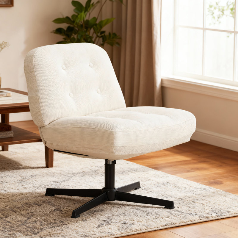 Swivel Office Chair, Wide Cloud-like Seat, 113kg Capacity & Pet-friendly Fabric, White