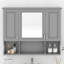 Armoire de salle de bain avec miroir, armoire à pharmacie murale avec tablettes réglables et espaces ouverts, armoire de rangement pour salle de bain 35 "x 28"-347586576