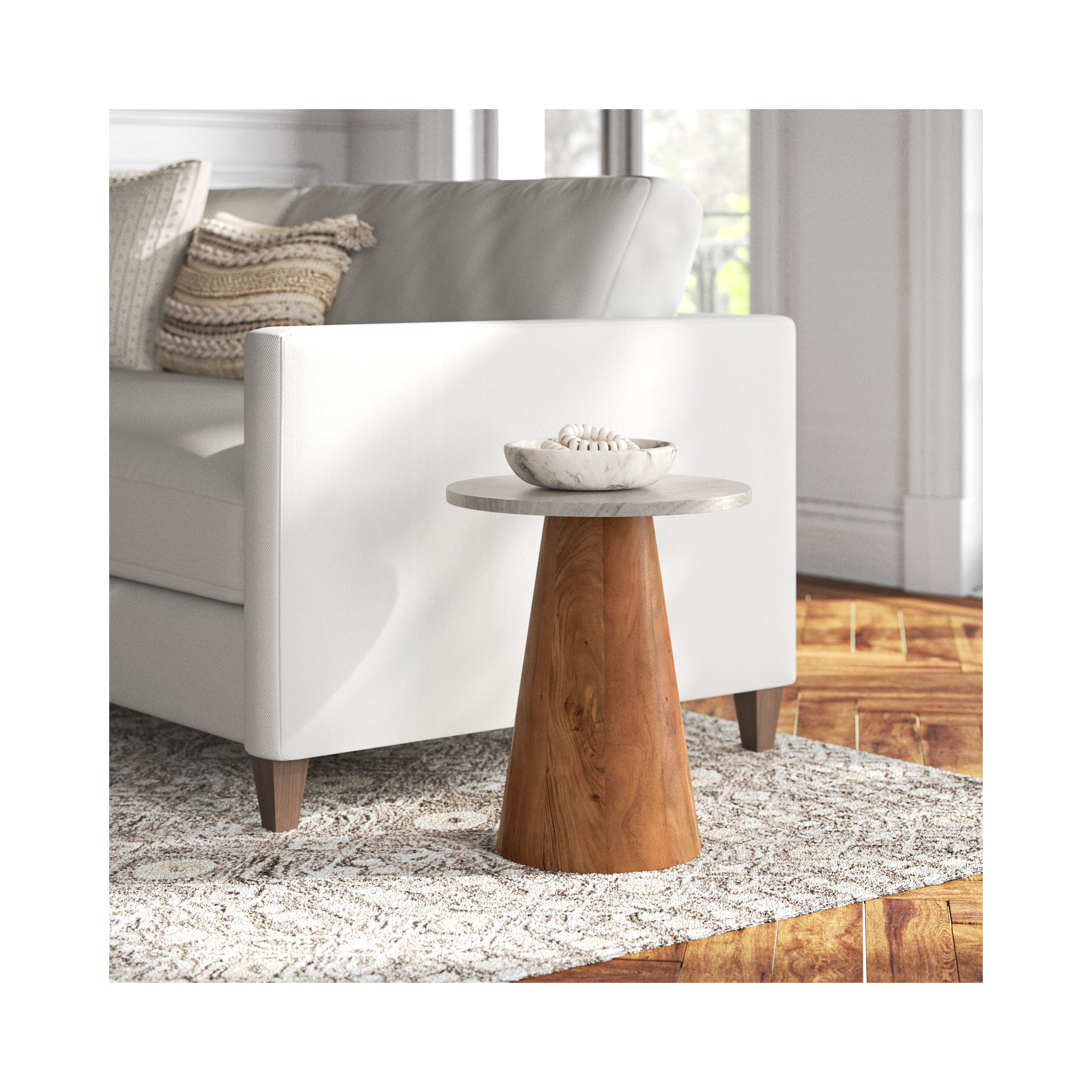 Mallard End Table, Light Brown Top/Brown Base