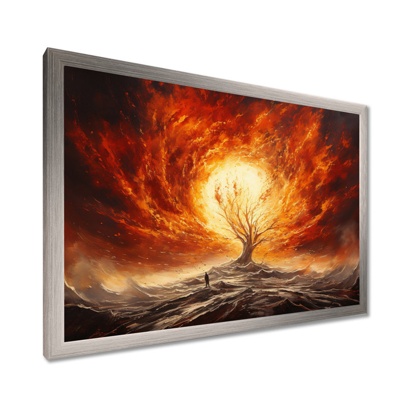 Moïse, buisson ardent, paysage du Christianisme - Christianisme, art mural, H 12 po x l 20 po x P 1 po, Cadre argenté