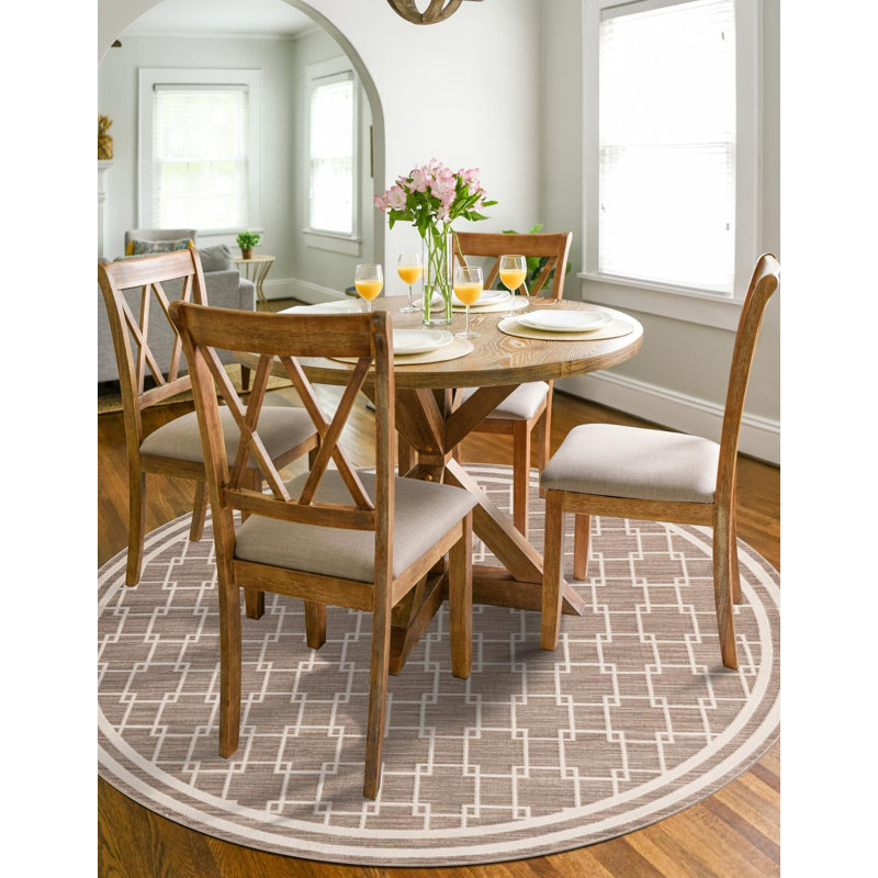 Contemporary Ogorman Area Rug Beige Colour, Round 3'1"