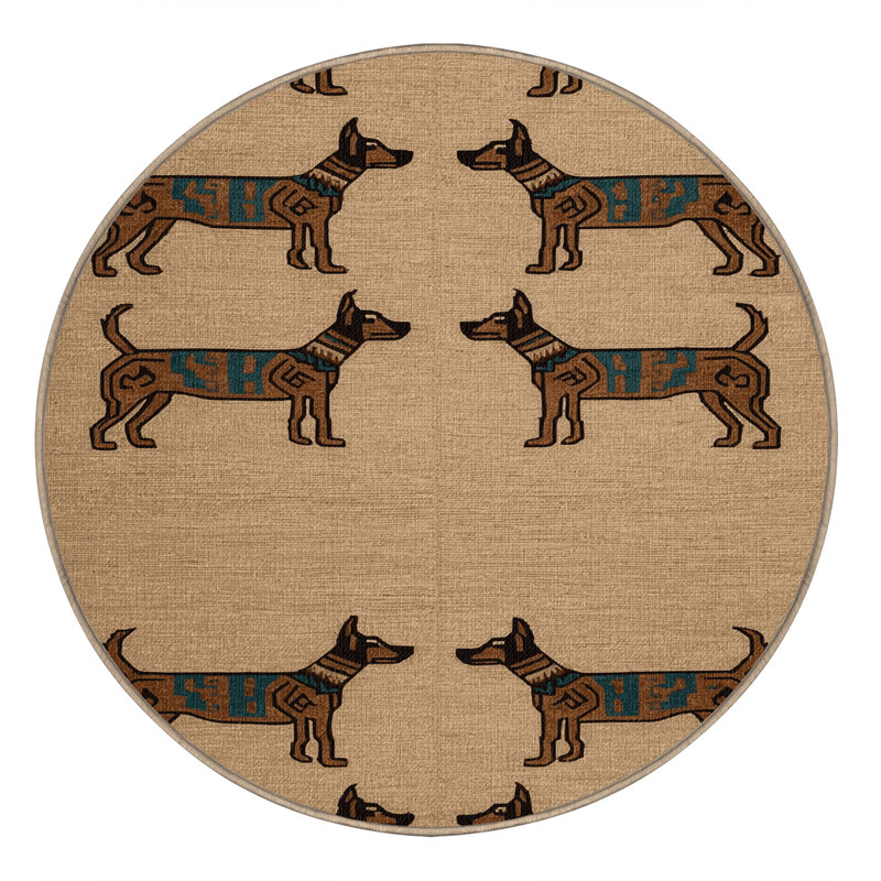 Washable Xoloitzcuintli Dogs Area Rug, Round 7'