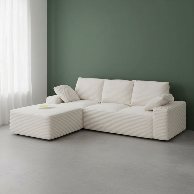 103.5-inch Cloud-style Sectional Sofa With L-shaped Recliner, Off White
