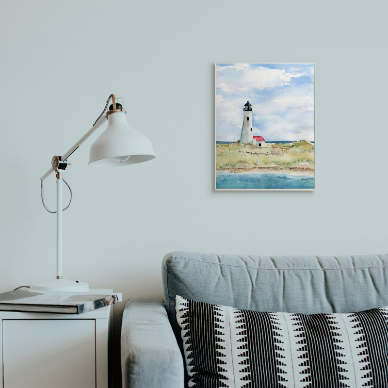" Lighthouse On Peninsula Soft Coastal Landscape " by Melissa Hyatt LLC, 19" H x 13" W, Wall Plaque