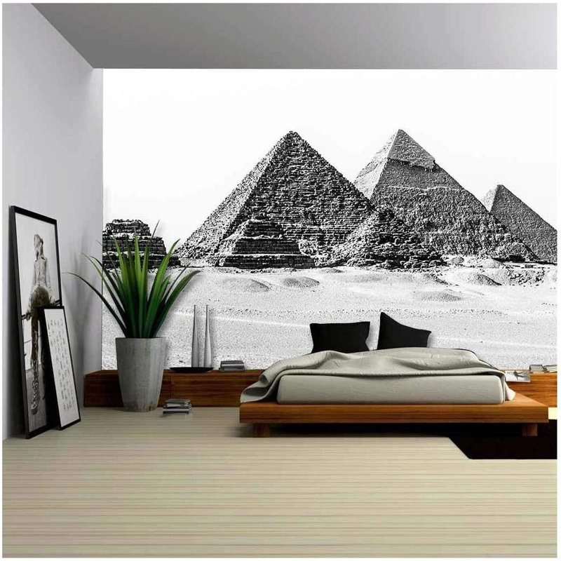 Les pyramides de Gizeh, au Égypte; Murale à peindre la plus ancienne des sept merveilles du monde antique, L 66 po x l 96 po