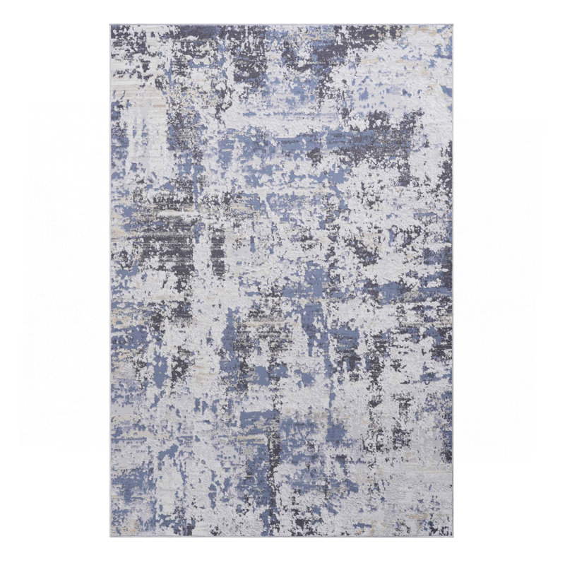 Grey/Denim /Abstract Non-Shedding Living Room Bedroom Dining Home Office Stylish And Stain Resistant Area Rug