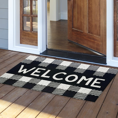 Checkered Welcome Medium Coir Doormat