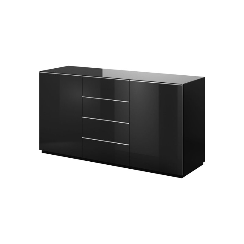Helio 160cm Sideboard, Black Glass