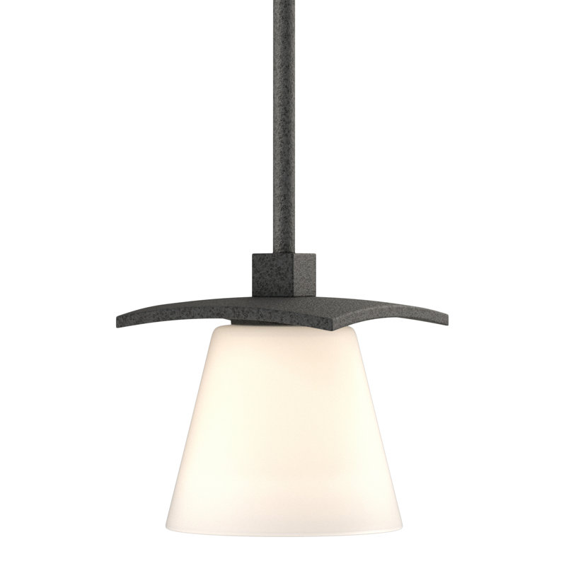 Luminaire suspendu en forme de dôme à 1 lumière Wren, Verre opale, Fer naturel