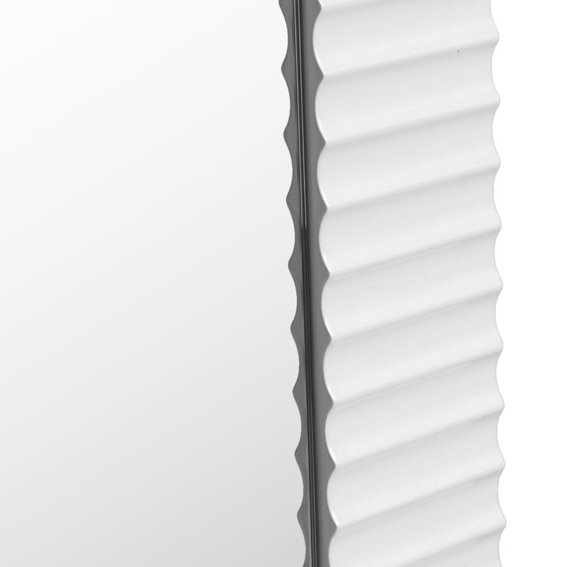 Jakaree Wood Rectangle Mirror, Pearl White
