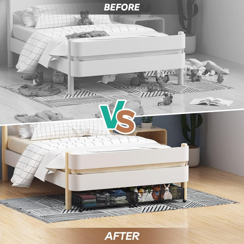 2-Pack Under Bed Storage with Wheels,Rolling Under Bed Storage Containers,Under Bed Shoe Storage for Bedroom Clothes Shoes Blankets