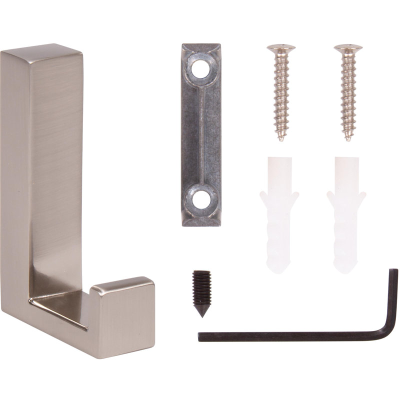 Modern Single Robe Hook - Satin Nickel, Satin Nickel