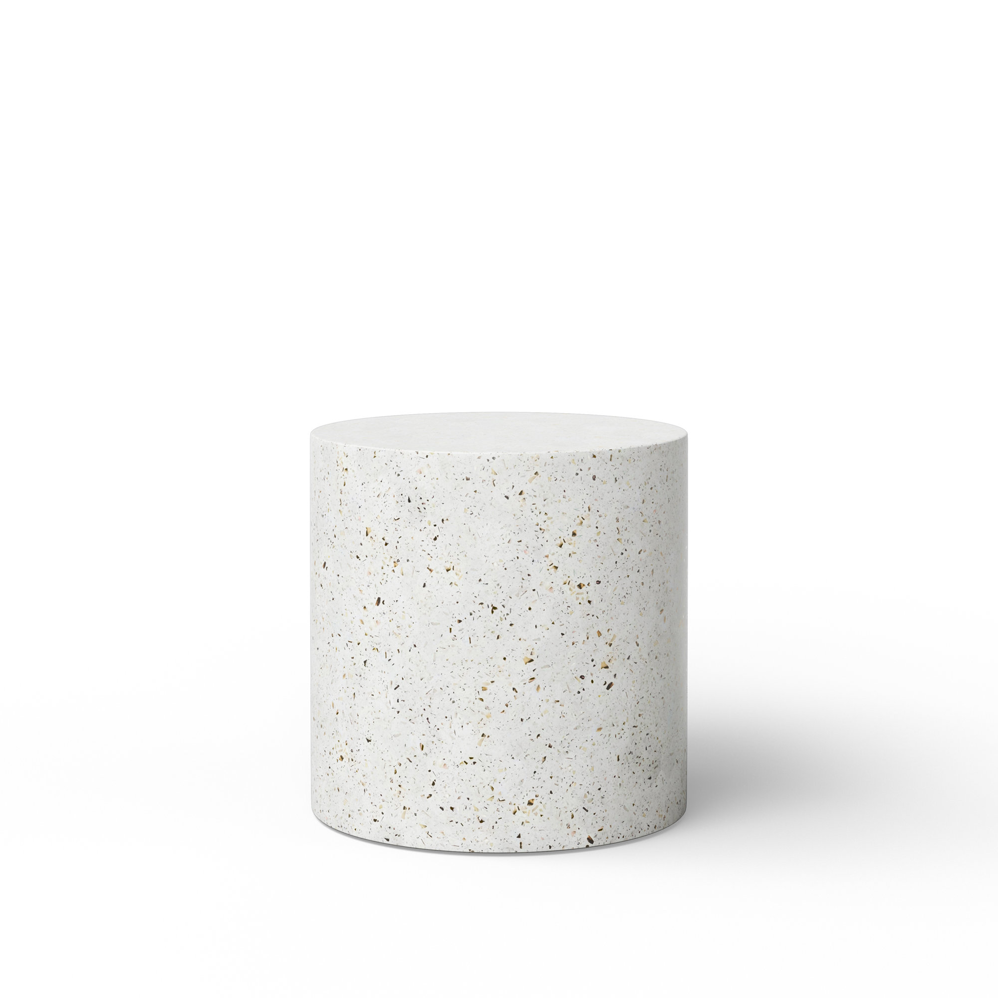 Concrete Pedestal End Table, Ivory Terrazzo, 15.75" H x 15.75" W x 15.75" D