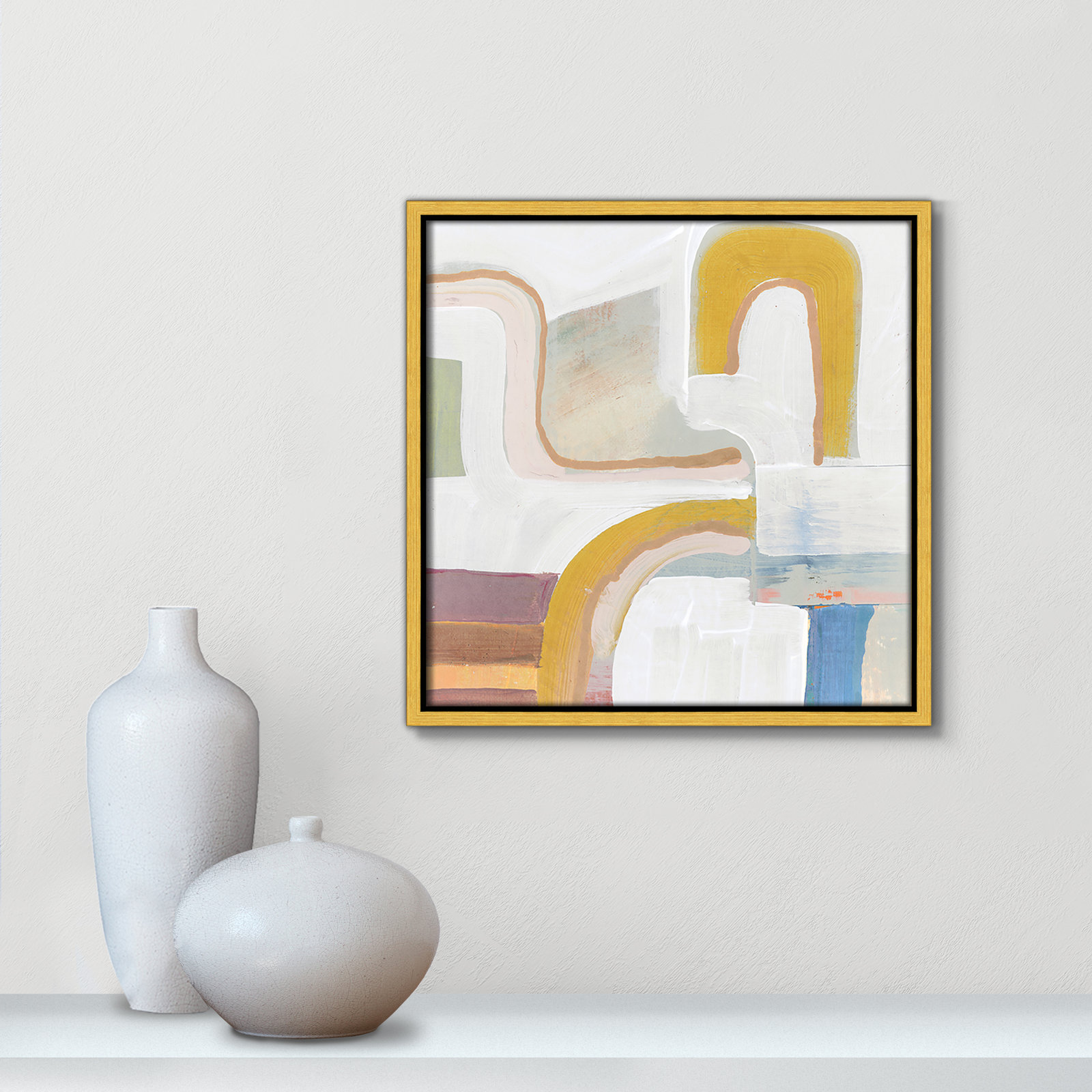 Copeland "Together Again I" Painting by Cartissi, 13.5" H x 13.5" W, Gold