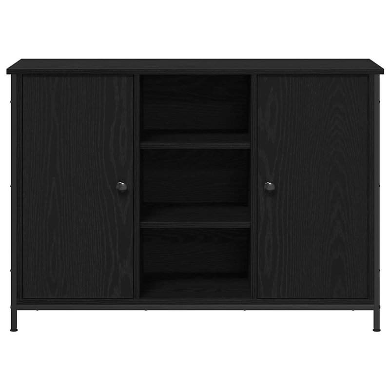 Sideboard 100X35x70 Cm Engineered Wood And Steel, Black Oak