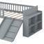 Structure de lit simple avec glissière, échelle et garde-corps - Lit plateforme en bois avec tablette de rangement et espace sous le lit-1457436476