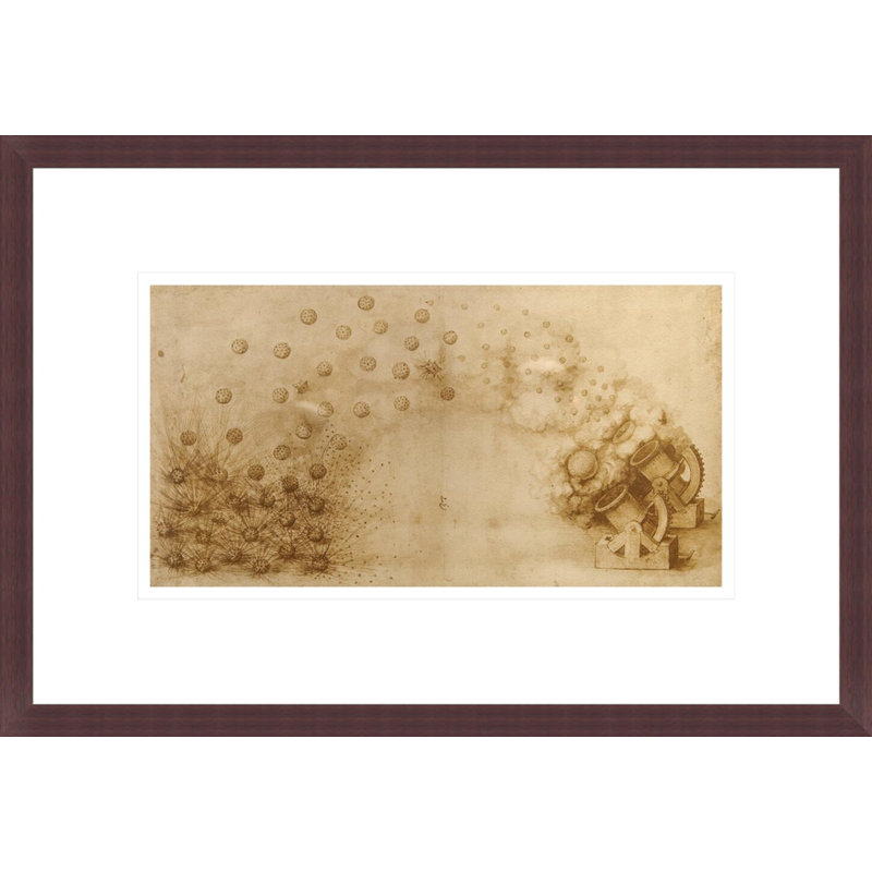 Sketch of a mortar for fragmentation bombs by Leonardo da Vinci -Framed Giclee Print, H 11,56 po x l 16,75 po