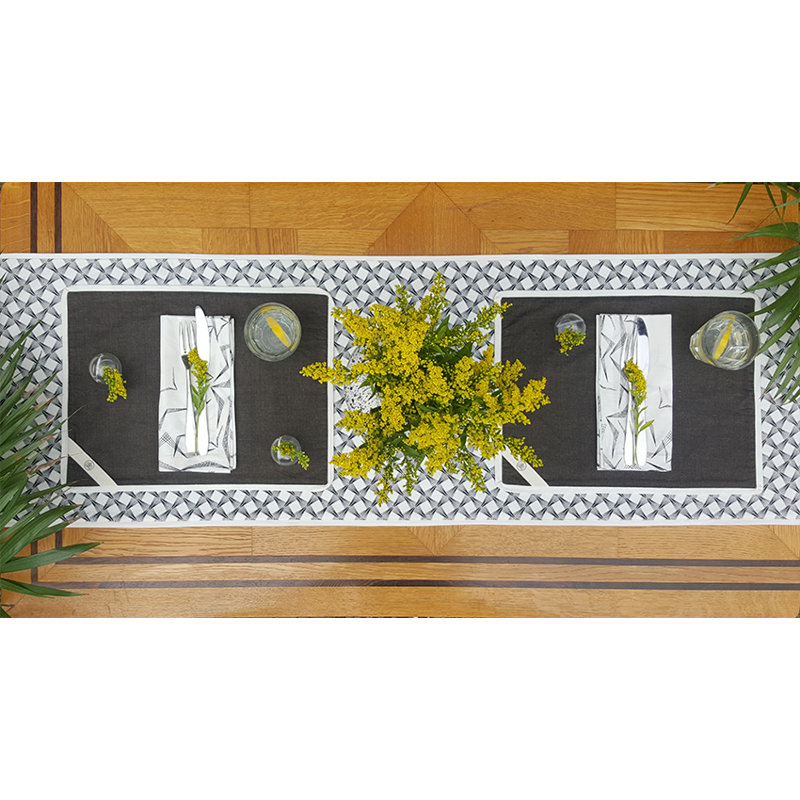 Thaksin Cotton Table Runner, Black