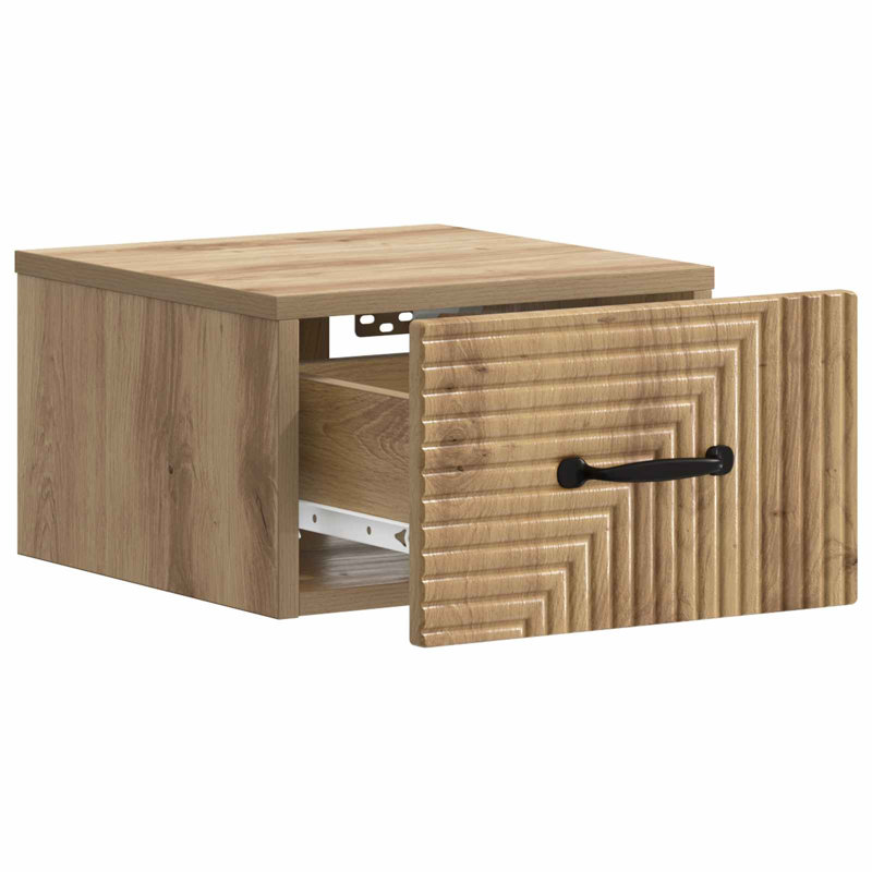 34.5cm W Manufactured Wood Bedside Table, Artisan Oak