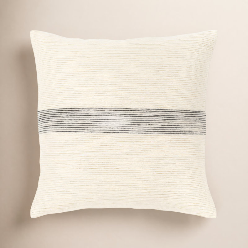 Cason Striped Cotton Blend Reversible Throw Pillow, 18" x 18", Down