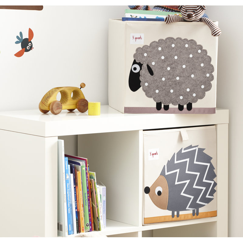 Sheep Design Beige Foldable Fabric Storage Cube for Kids
