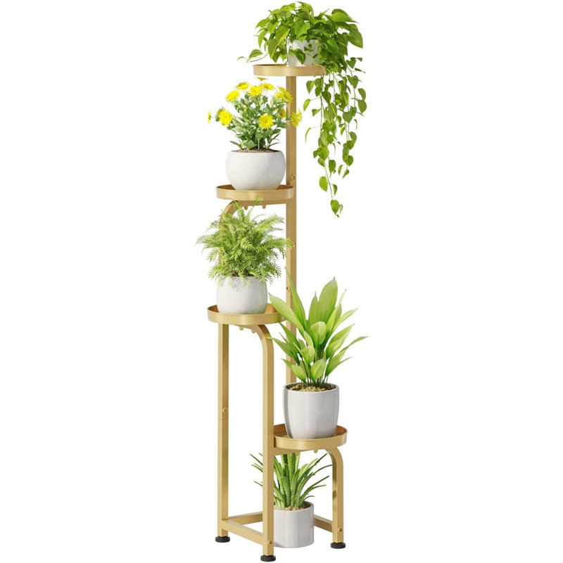 Support de plante d'angle pour pots multiples - Maximisez votre espace intérieur et extérieur - Or brillant, Doré