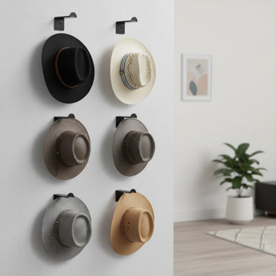 2.8" Hat Hooks, Adhesive Plastic 16 - Hook Wall Hook (Set of 16)