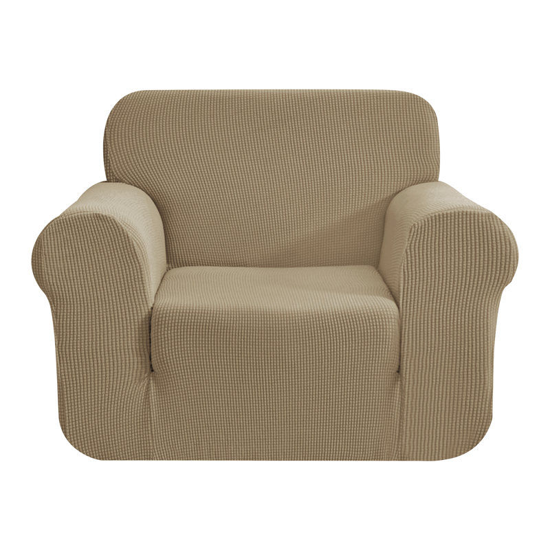Jacquard Spandex Stretch Box Cushion Sofa Slipcover, Hazel Wood