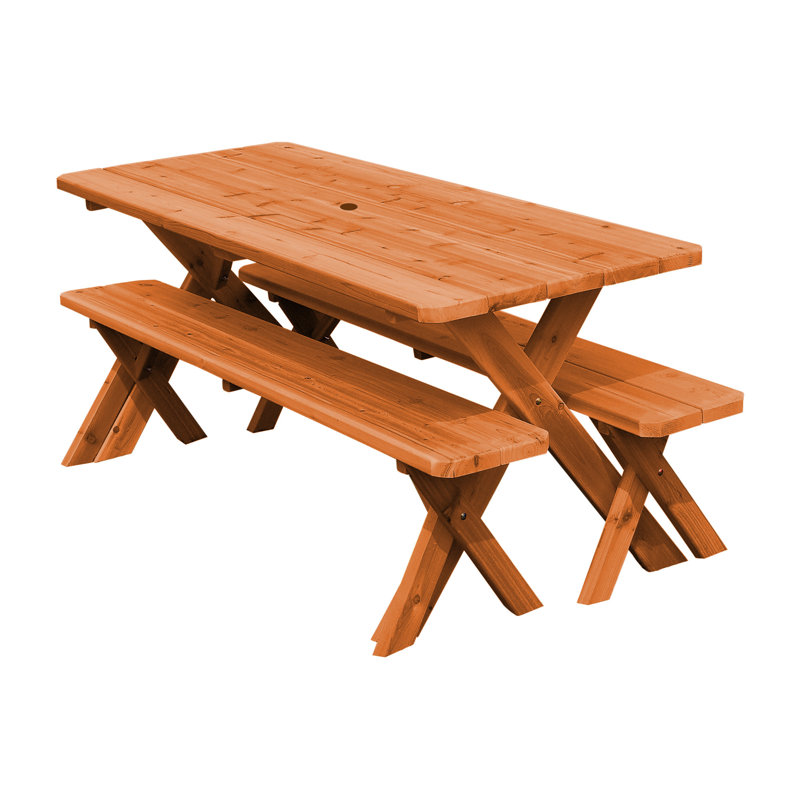 Table de pique-nique rectangulaire Guertin, Teinture cèdre, L 94 po x l 27 po x H 30 po