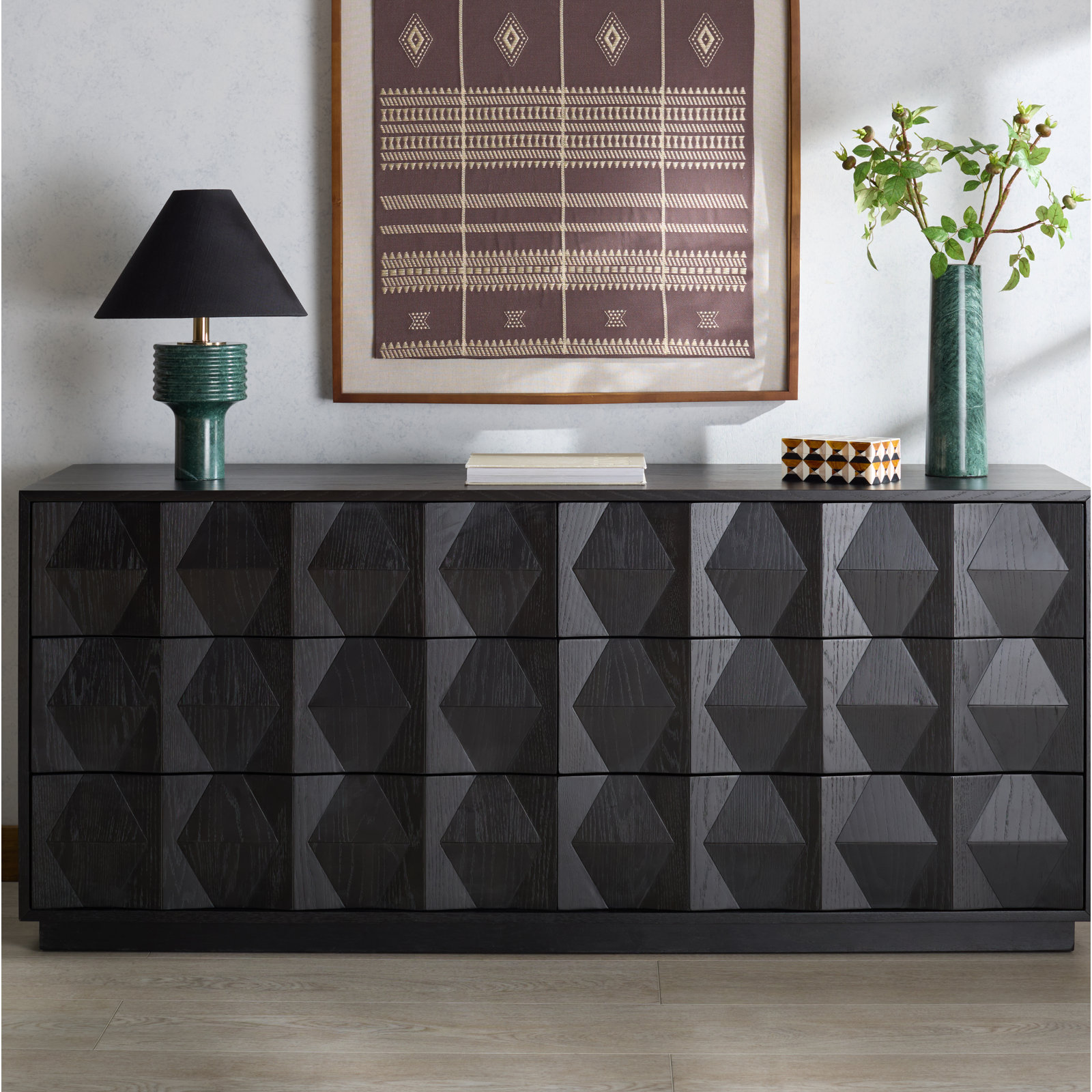 Baylor Wood 6 Drawer Dresser, Black