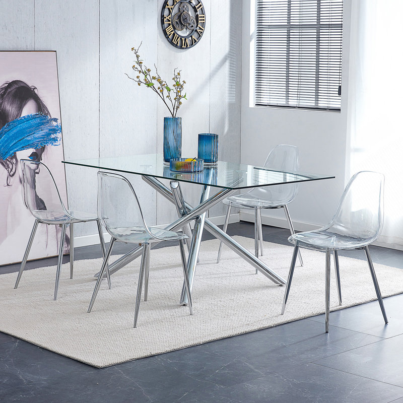 Chaise d'appoint Seaneen, Clair, Ensemble de 4, Argent argent