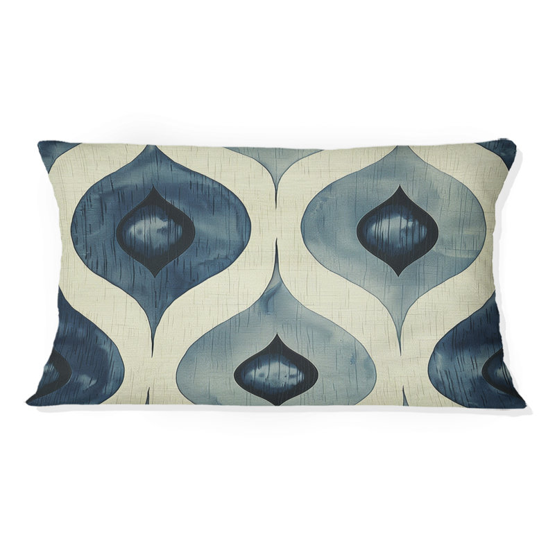 Blue Ogee Patterns VI - Midcentury Lumbar Pillow