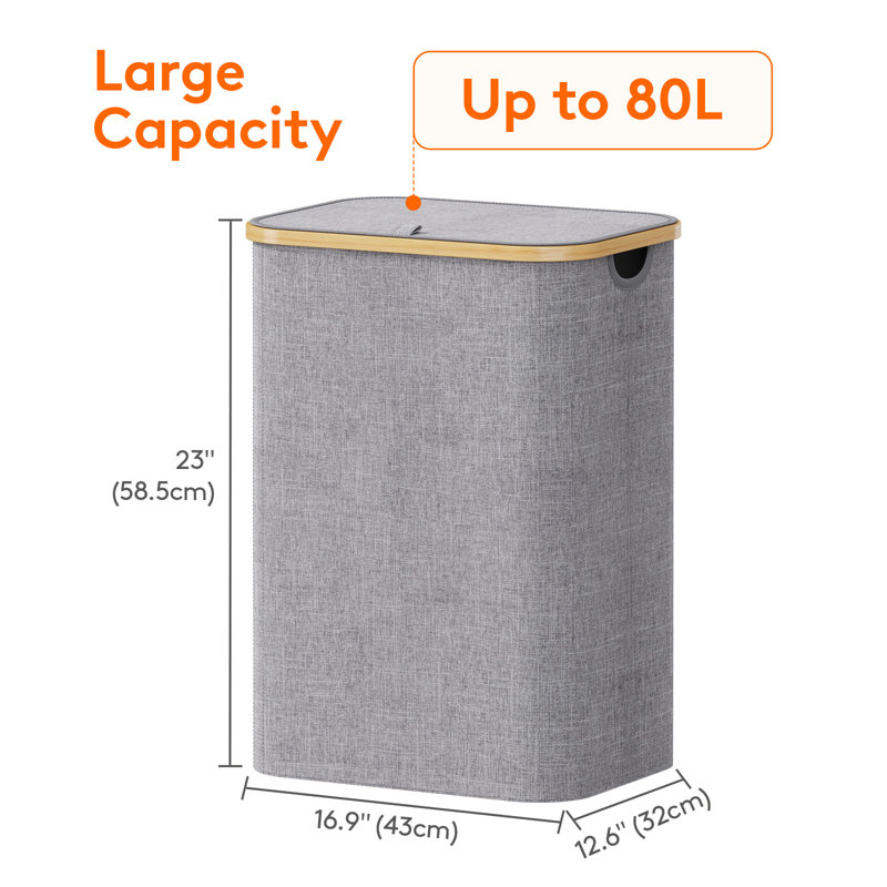 Laundry Hamper And Waste Basket Set, Light Grey