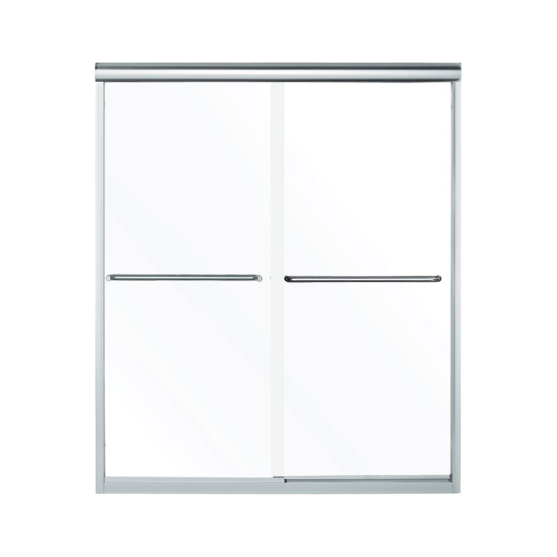 Ensemble de douche rectangulaire sans cadre de 60 po x H 74,5 po avec siège, barre à serviettes et base inclus, Argent