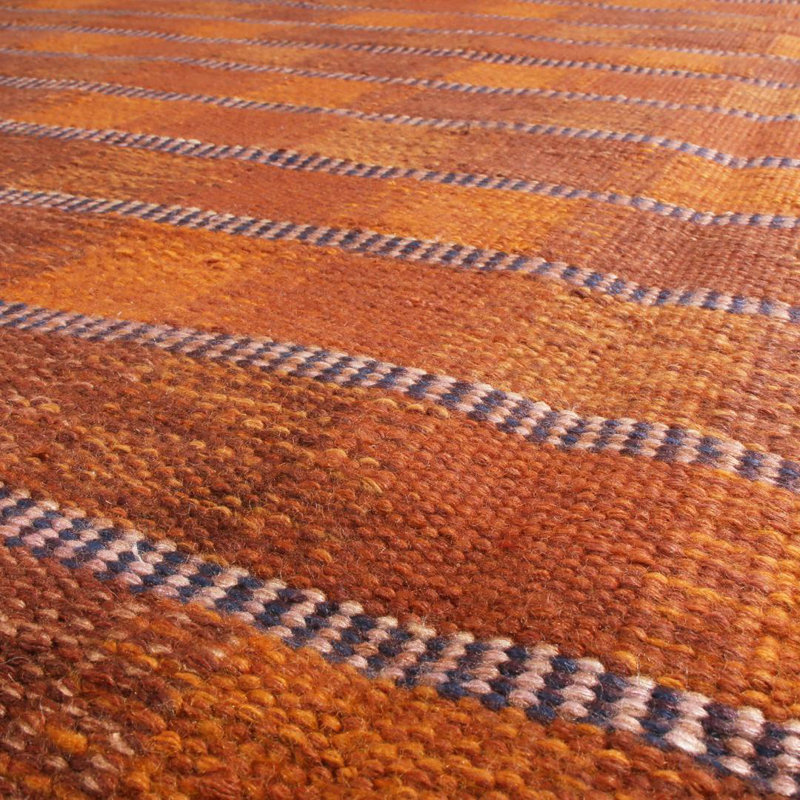 Rug & Kilim’S Scandinavian Rug With Orange Geometric Patterns, Rectangle 5' x 7'