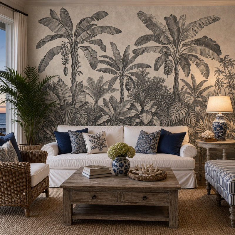 Papier peint jungle tropicale, 120 po x 96 po, Non tissé