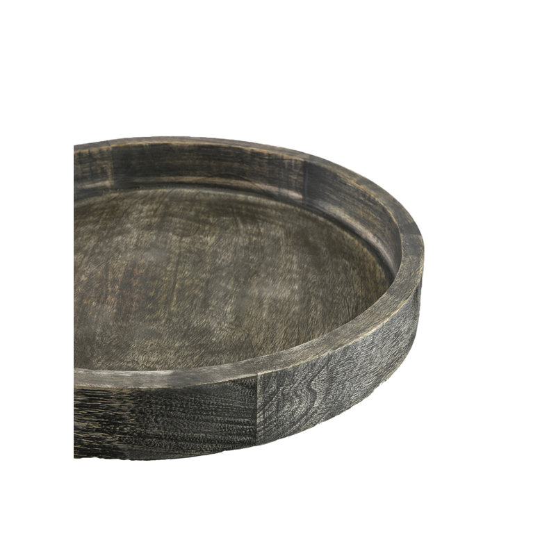 Gracie Oaks Dark Wood Round Tray - 2" H X 14" L - Decorative Wooden Serving Tray For Home Decor - Perfect For Serving Snacks, Drinks, And Centerpiece Displays