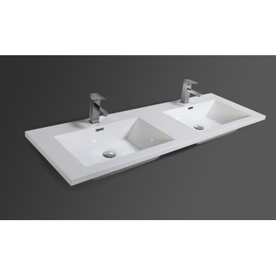 58.75'' Plastic Double Bathroom Vanity Top with Sink