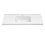 48" Solid Surface Single Bathroom Vanity Top In White With Sink