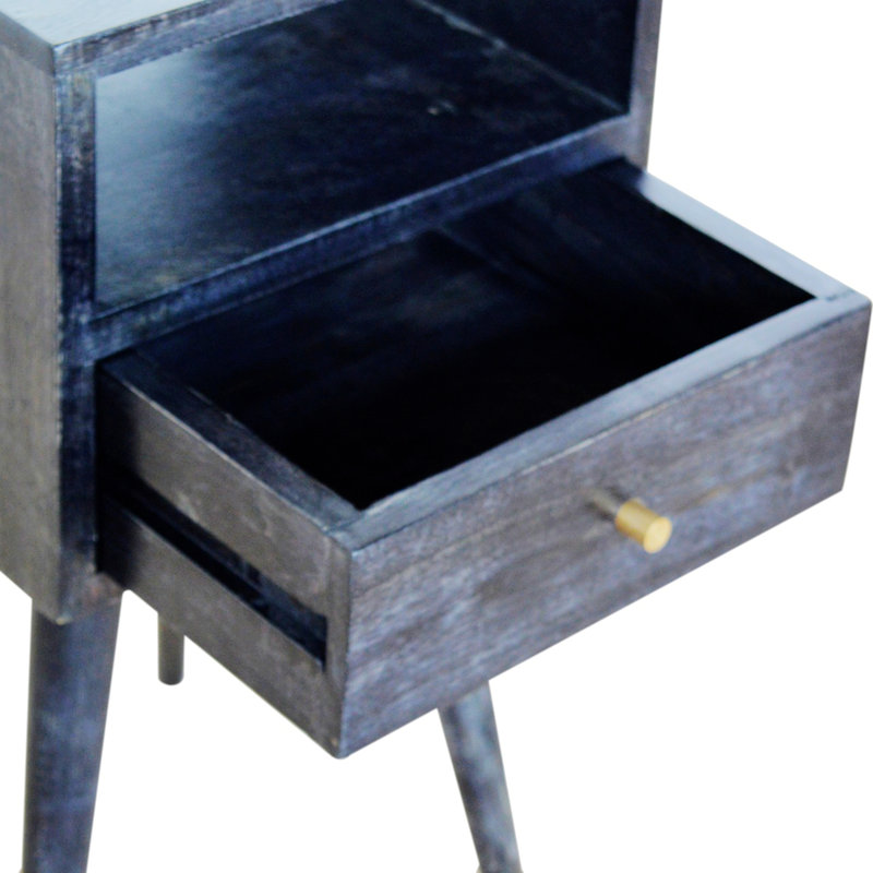 Corniyah 11.81'' W Solid Wood Nightstand, Black