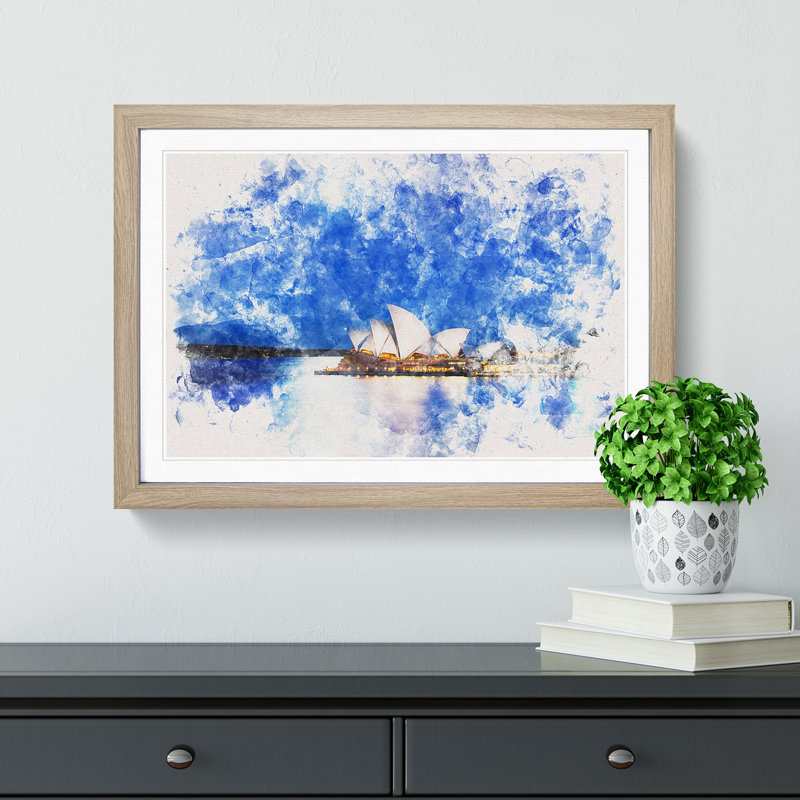 Sydney Opera House - Picture Frame Painting Print, 36cm H x 48cm W x 2cm D, Walnut Framed