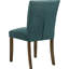 Lot de 2 chaises de salle à manger Conifer bleu sarcelle rembourrées - Modèle sans accoudoirs offrant confort et soutien, pieds carrés en bois brun, structure en bois d'hévéa, idéal pour une utilisation dans une pièce de style contemporain, confortable