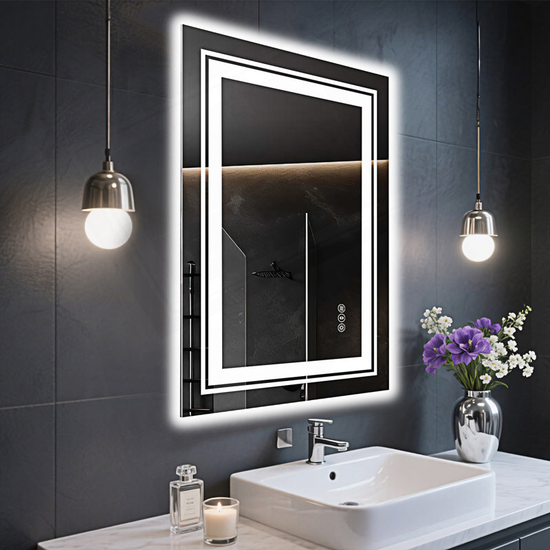 Inch Frameless LED Bathroom Mirror,Smart Mirror, 28.03" x 20.03"