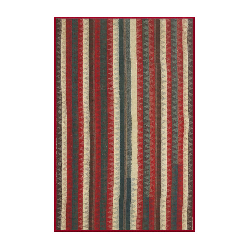 Tapis rouge/vert/brun zone contemporaine, Rectangle 8 pi x 10 pi
