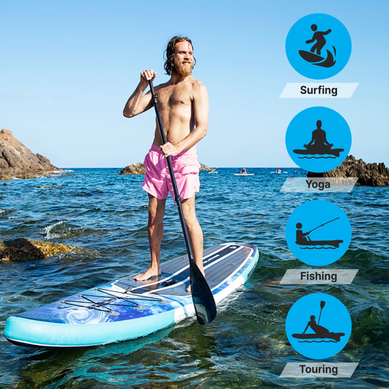 SereneLife Blue Inflatable Stand-Up Paddle Board with Accessories