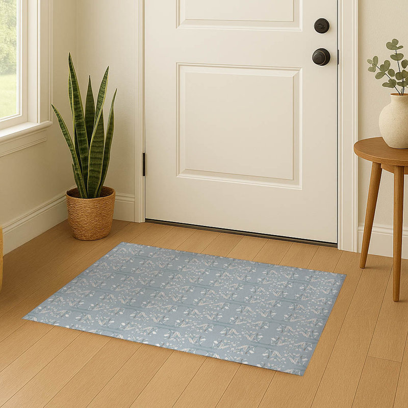 Mira Ultra-thin Indoor Doormat, Gray Blue, 24" W x 36" L