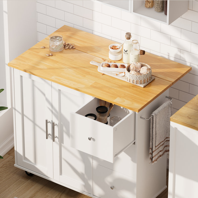 Arnola 39.7" W Kitchen Island Cart, White
